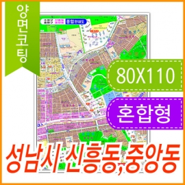 성남시 신흥동 중앙동 주소지도 (지번, 도로명주소 병행표기) 코팅 소형