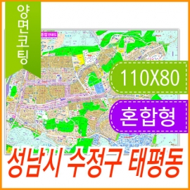 성남시 수정구 태평동 주소지도 (지번, 도로명주소 병행표기) 코팅 소형