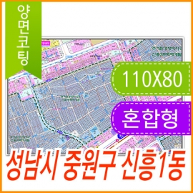 성남시 중원구 신흥1동 주소지도 (지번, 도로명주소 병행표기) 코팅 소형